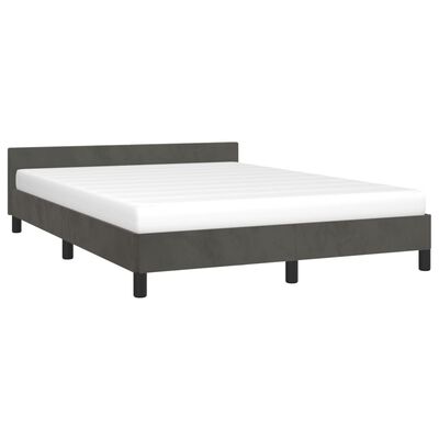vidaXL Rám postele s čelem tmavě šedý 140x190 cm samet