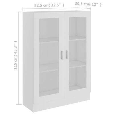 vidaXL Prosklená skříň bílá 82,5 x 30,5 x 115 cm dřevotříska