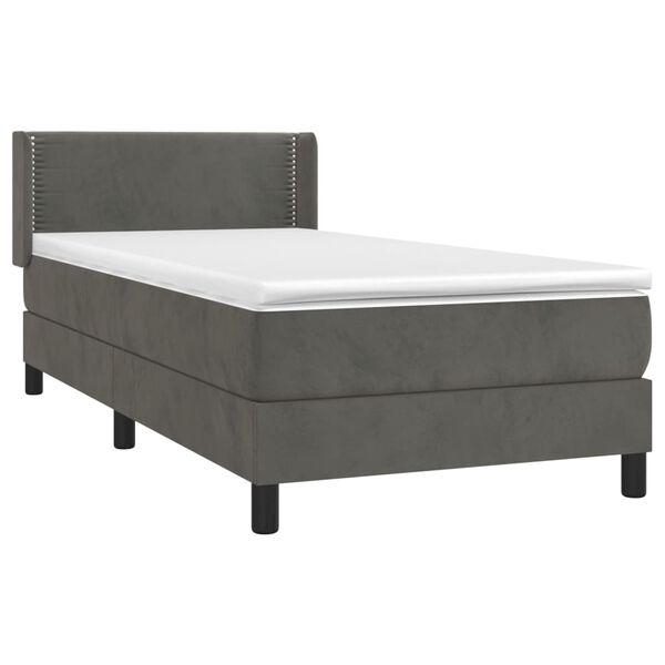 vidaXL Box spring postel s matrac&iacute; tmavě &scaron;ed&aacute; 90x190 cm samet