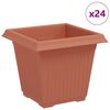 vidaXL Čtvercov&yacute; květin&aacute;č 24 ks Cihlově červen&aacute; 16 x 16 x 14 cm Plast