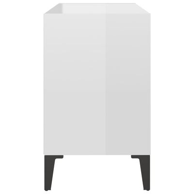 vidaXL TV stolek s kovovými nohami bílý vysoký lesk 69,5 x 30 x 50 cm