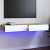 vidaXL TV skř&iacute;ňka s LED osvětlen&iacute;m b&iacute;l&aacute; a dub sonoma 120x35x15,5 cm
