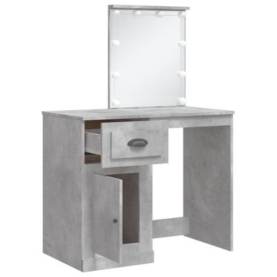 vidaXL Toaletní stolek s LED osvětlením betonově šedý 90x42x132,5 cm