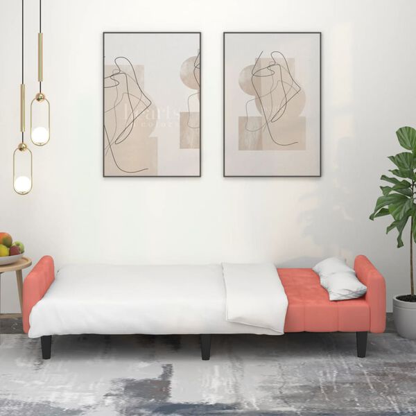 vidaXL 2m&iacute;stn&aacute; rozkl&aacute;dac&iacute; pohovka růžov&aacute; samet