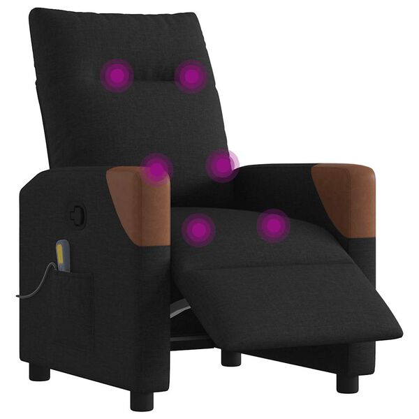 vidaXL Elektrick&eacute; mas&aacute;žn&iacute; polohovac&iacute; křeslo čern&eacute; textil