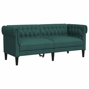 vidaXL Chesterfield pohovka 2m&iacute;stn&aacute; tmavě zelen&aacute; textil