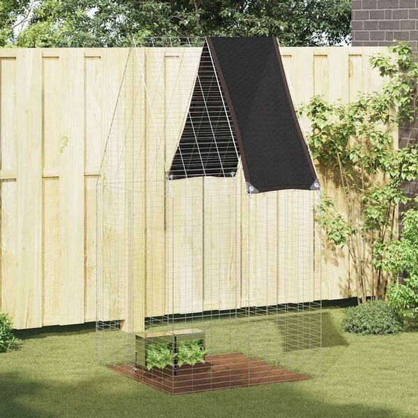 vidaXL Klec pro kr&aacute;l&iacute;ky Stř&iacute;brn&aacute; 100 x 100 x 210 cm Pozinkovan&aacute; ocel