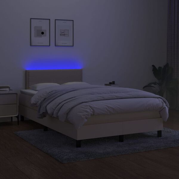 vidaXL Box spring postel s matrac&iacute; a LED kr&eacute;mov&aacute; 120x190 cm textil