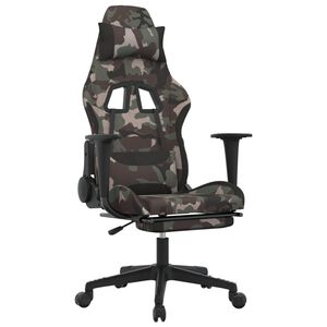 vidaXL Mas&aacute;žn&iacute; hern&iacute; židle s podnožkou čern&aacute; a mask&aacute;čov&aacute; textil