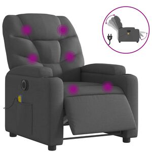vidaXL Elektrick&eacute; mas&aacute;žn&iacute; polohovac&iacute; křeslo tmavě &scaron;ed&eacute; textil