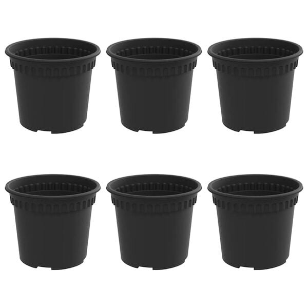 vidaXL Kulat&yacute; květin&aacute;č 6 pcs Čern&aacute; &Oslash; 12,5 x 10 cm Plast