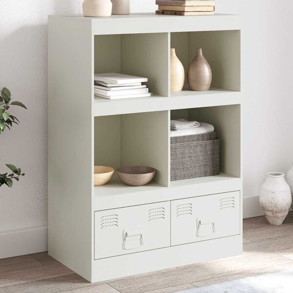 vidaXL Highboard b&iacute;l&yacute; 67 x 39 x 95 cm ocel