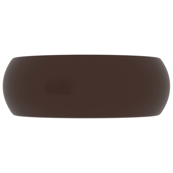 vidaXL Luxusn&iacute; umyvadlo kulat&eacute; matn&eacute; tmavě hněd&eacute; 40 x 15 cm keramick&eacute;