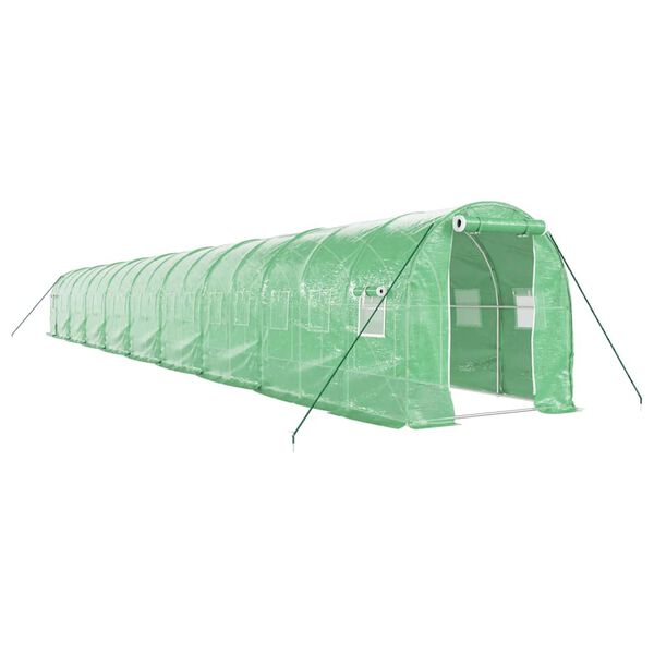 vidaXL Sklen&iacute;k s ocelov&yacute;m r&aacute;mem zelen&yacute; 36 m&sup2; 18 x 2 x 2 m