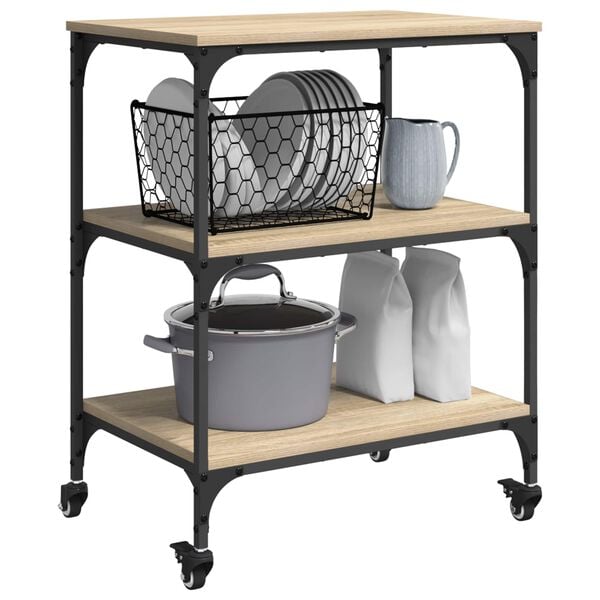 vidaXL Kuchyňsk&yacute; voz&iacute;k Sonoma dub 60 x 41 x 76 cm kompozitn&iacute; dřevo