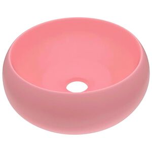 vidaXL Luxusn&iacute; umyvadlo kulat&eacute; matn&eacute; růžov&eacute; 40 x 15 cm keramick&eacute;