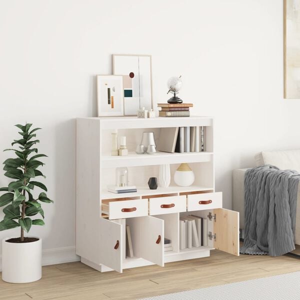 vidaXL Skř&iacute;ň highboard b&iacute;l&aacute; 100 x 40 x 108,5 cm masivn&iacute; borov&eacute; dřevo