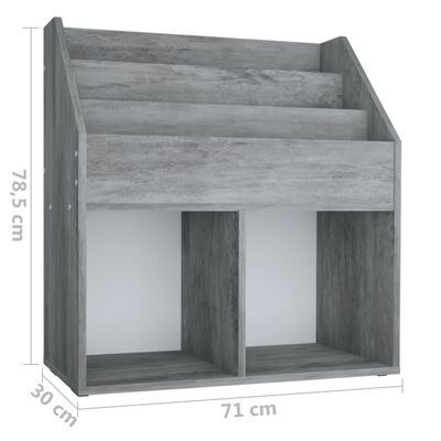 vidaXL Dětský regál na časopisy betonově šedý 71x30x78,5cm dřevotříska