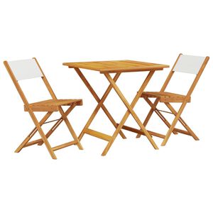 vidaXL 3d&iacute;ln&yacute; bistro set kr&eacute;mově b&iacute;l&yacute; textil a masivn&iacute; dřevo