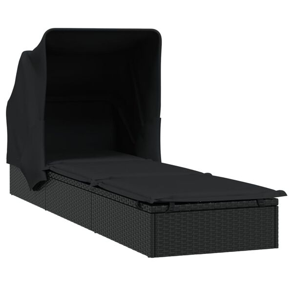 vidaXL Leh&aacute;tko se skl&aacute;dac&iacute; střechou čern&eacute; 213 x 63 x 97 cm polyratan