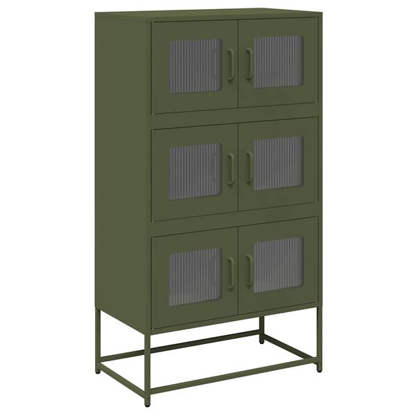 vidaXL Skř&iacute;ň highboard olivově zelen&aacute; 68x39x123 cm ocel