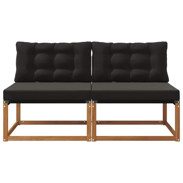 vidaXL 2 Kus Venkovn&iacute; středn&iacute; pohovka Masivn&iacute; ak&aacute;tov&eacute; dřevo Př&iacute;rodn&iacute;