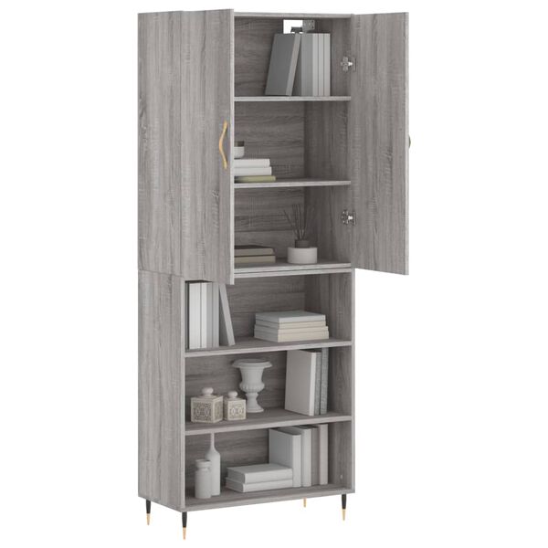 vidaXL Skř&iacute;ň highboard &scaron;ed&aacute; sonoma 69,5 x 34 x 180 cm kompozitn&iacute; dřevo