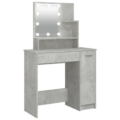 vidaXL Toaletní stolek s LED betonově šedý 86,5 x 35 x 136 cm
