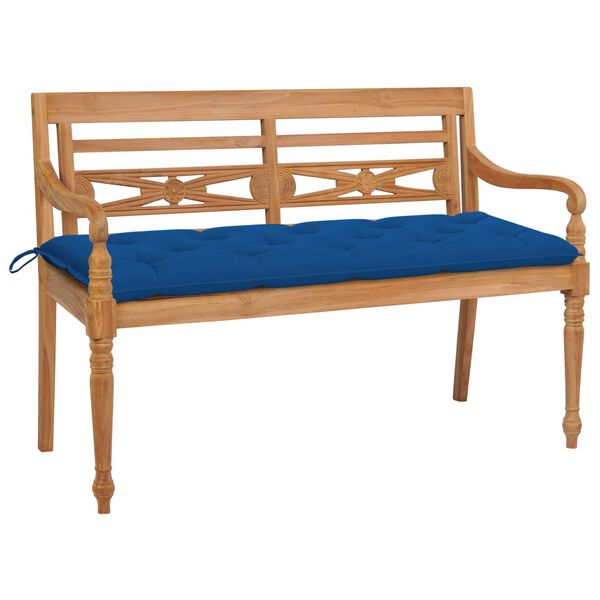 vidaXL Lavice Batavia s modrou podu&scaron;kou 150 cm masivn&iacute; teak