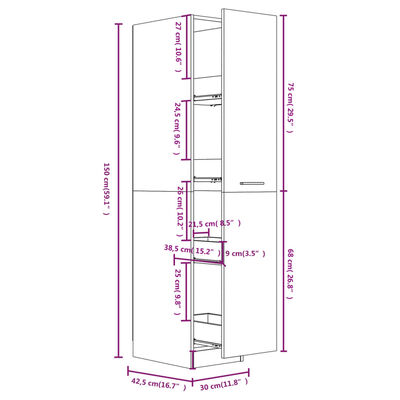 vidaXL Úložná skříňka bílá s vysokým leskem 30x42,5x150cm dřevotříska