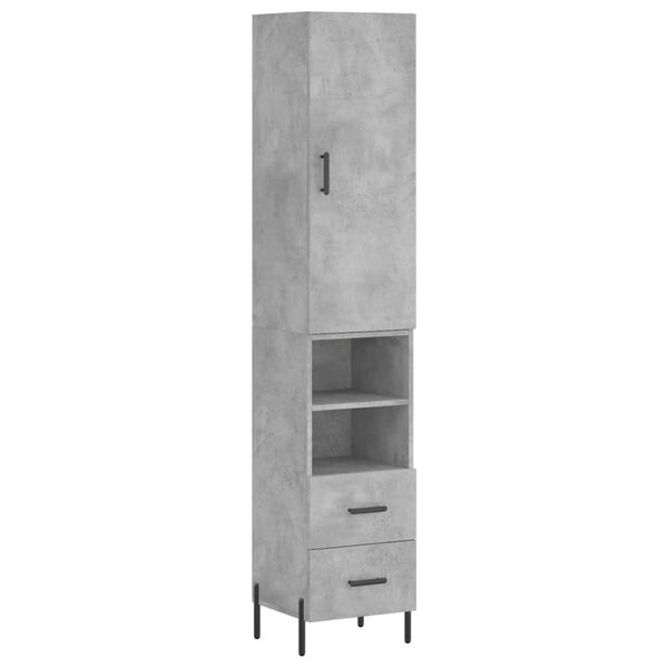 vidaXL Skř&iacute;ň highboard betonově &scaron;ed&aacute; 34,5x34x180 cm kompozitn&iacute; dřevo