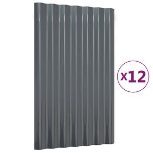 vidaXL Stře&scaron;n&iacute; panely 12 ks pozinkovan&aacute; ocel antracit 60 x 36 cm