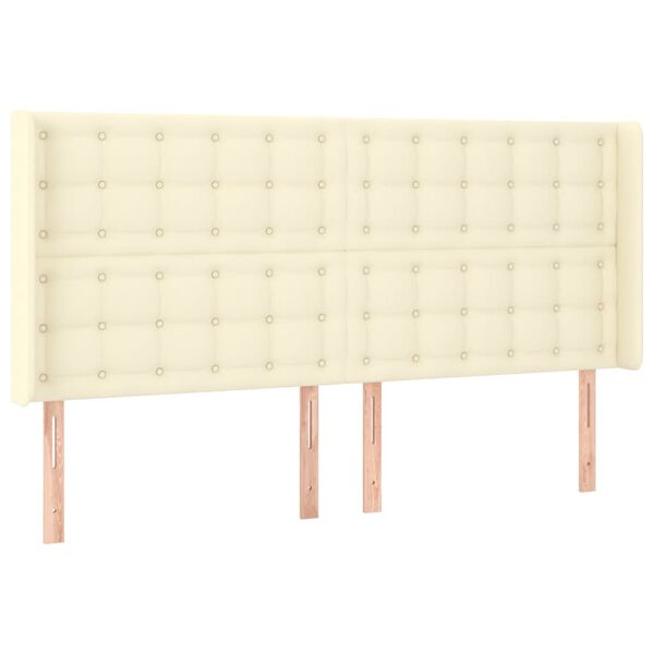 vidaXL Čelo postele typu u&scaron;&aacute;k kr&eacute;mov&eacute; 203x16x118/128 cm uměl&aacute; kůže