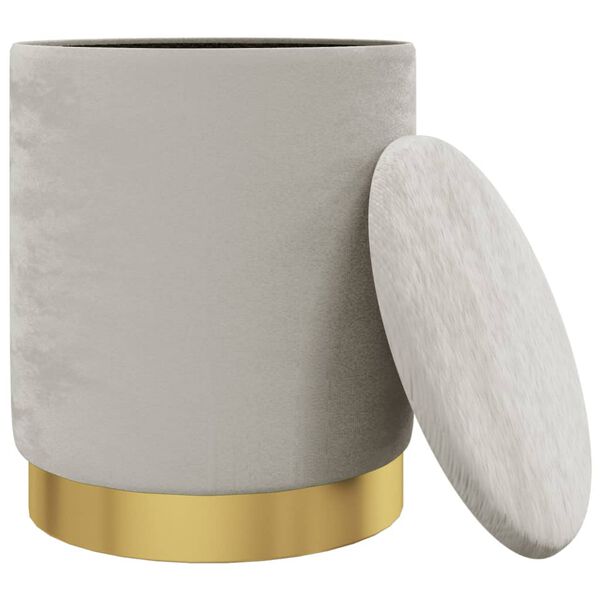 vidaXL Kulatá stolička s úložným prostorem světle šedá samet 31 x 37 cm