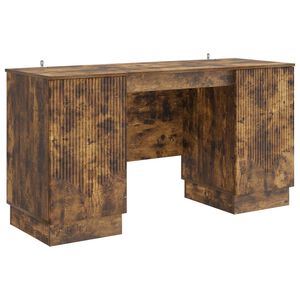 vidaXL Stůl s polic&iacute; Kouřov&yacute; dub 142,5 x 50 x 75 cm Kompozitn&iacute; dřevo