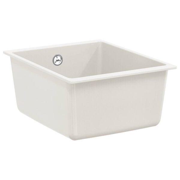 vidaXL Dřez B&iacute;l&aacute; 370 x 460 mm 80% Křemenn&eacute; a 20% Pryskyřice