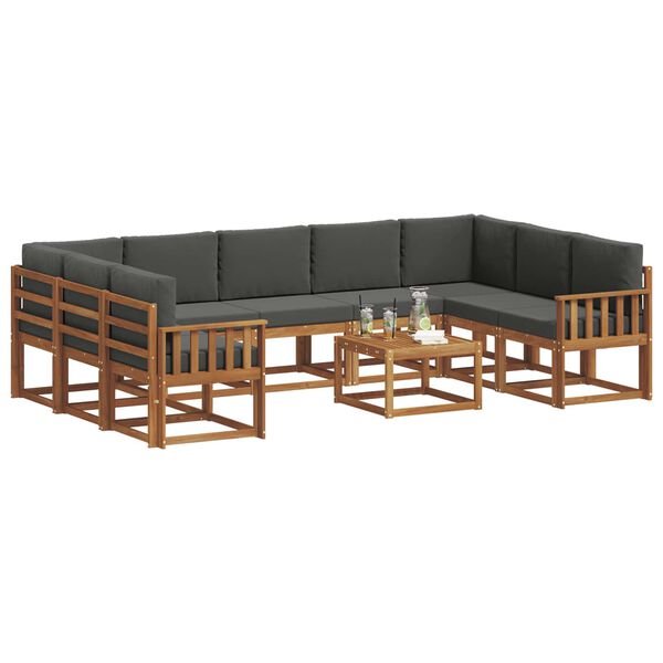 vidaXL Venkovn&iacute; pohovkov&aacute; souprava 10 pcs Přirozen&aacute; a Anthracitov&aacute;