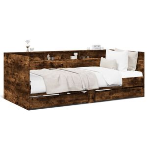 vidaXL V&aacute;lenda se z&aacute;suvkami bez matrace kouřov&yacute; dub 100 x 200 cm