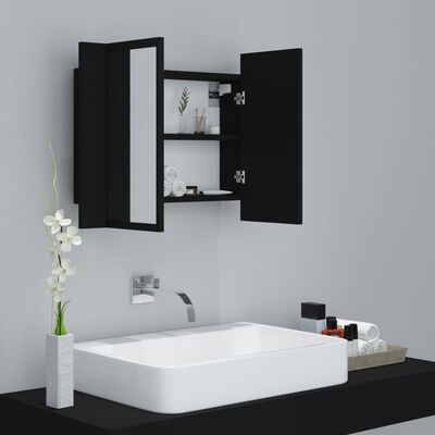 vidaXL LED koupelnová skříňka se zrcadlem černá 60 x 12 x 45 cm akryl
