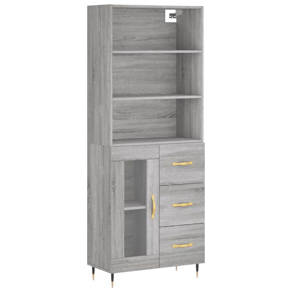 vidaXL Skř&iacute;ň highboard &scaron;ed&aacute; sonoma 69,5 x 34 x 180 cm kompozitn&iacute; dřevo