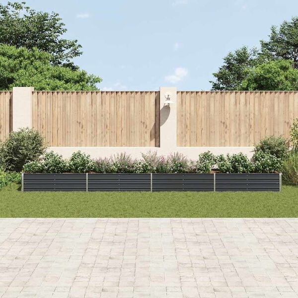 vidaXL Vyvýšený záhon pozinkovaná ocel 600 x 80 x 45 cm antracitový