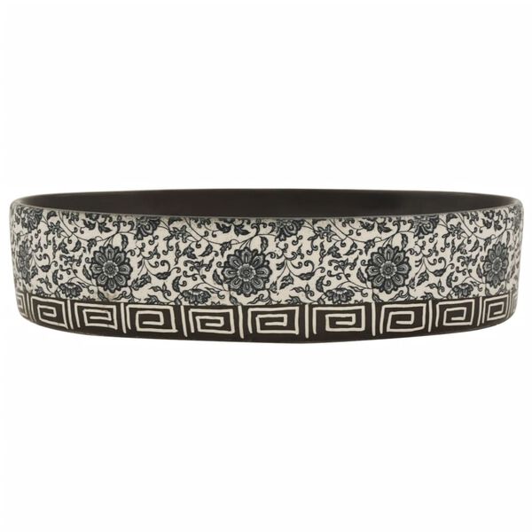 vidaXL Umyvadlo na desku černé a modré ovál 56,5x36,5x13,5 cm keramika