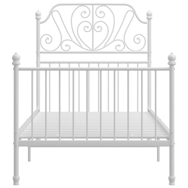 vidaXL Rám postele bílý kov 90 x 200 cm