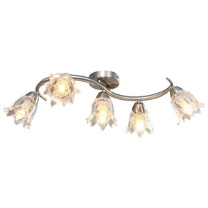 vidaXL Stropn&iacute; lampa průhledn&aacute; skleněn&aacute; st&iacute;nidla 5 ž&aacute;rovek E14 tulip&aacute;n