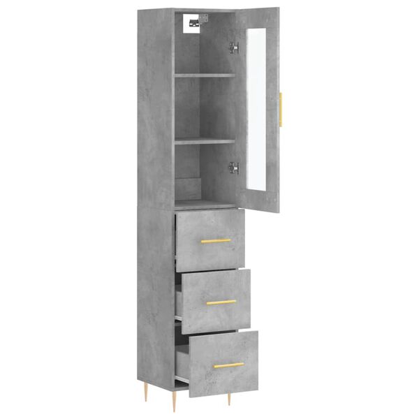 vidaXL Skř&iacute;ň highboard betonově &scaron;ed&aacute; 34,5x34x180 cm kompozitn&iacute; dřevo