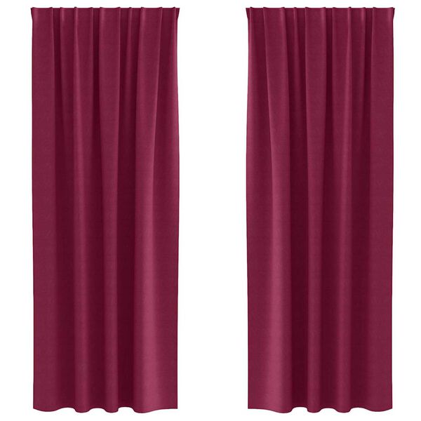 vidaXL Z&aacute;věsy na zatemněn&iacute; s kroužky 2 pcs V&iacute;no Červen&eacute; 245 x 140 cm