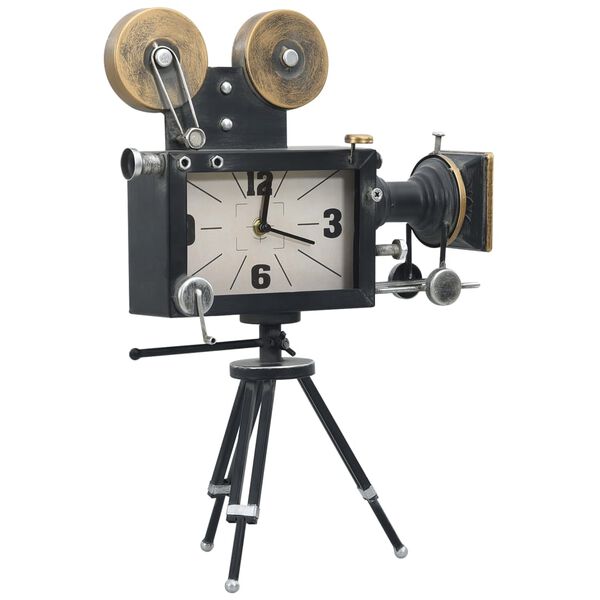 vidaXL Stoln&iacute; hodiny čern&eacute; 34 x 18 x 47 cm železo a MDF