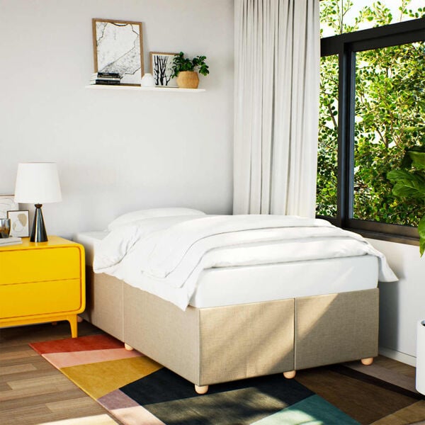 vidaXL R&aacute;m postele bez matrace kr&eacute;mov&yacute; 120 x 200 cm textil