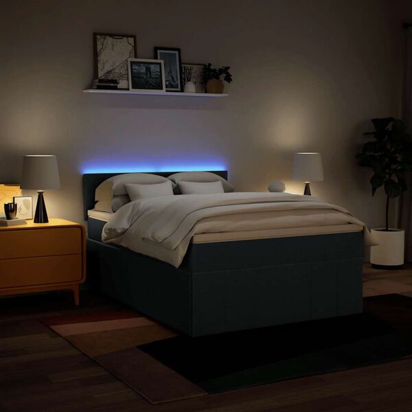 vidaXL Box spring postel s matrac&iacute; modr&aacute; 140x190 cm textil