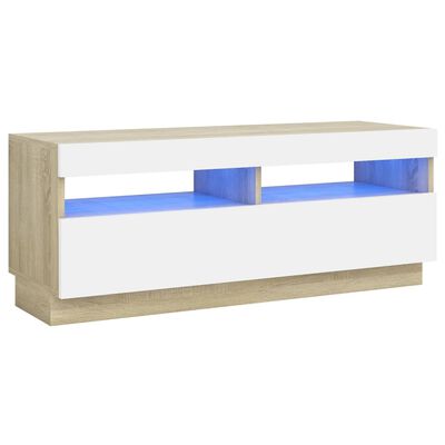 vidaXL TV skříňka s LED osvětlením bílá a dub sonoma 100 x 35 x 40 cm